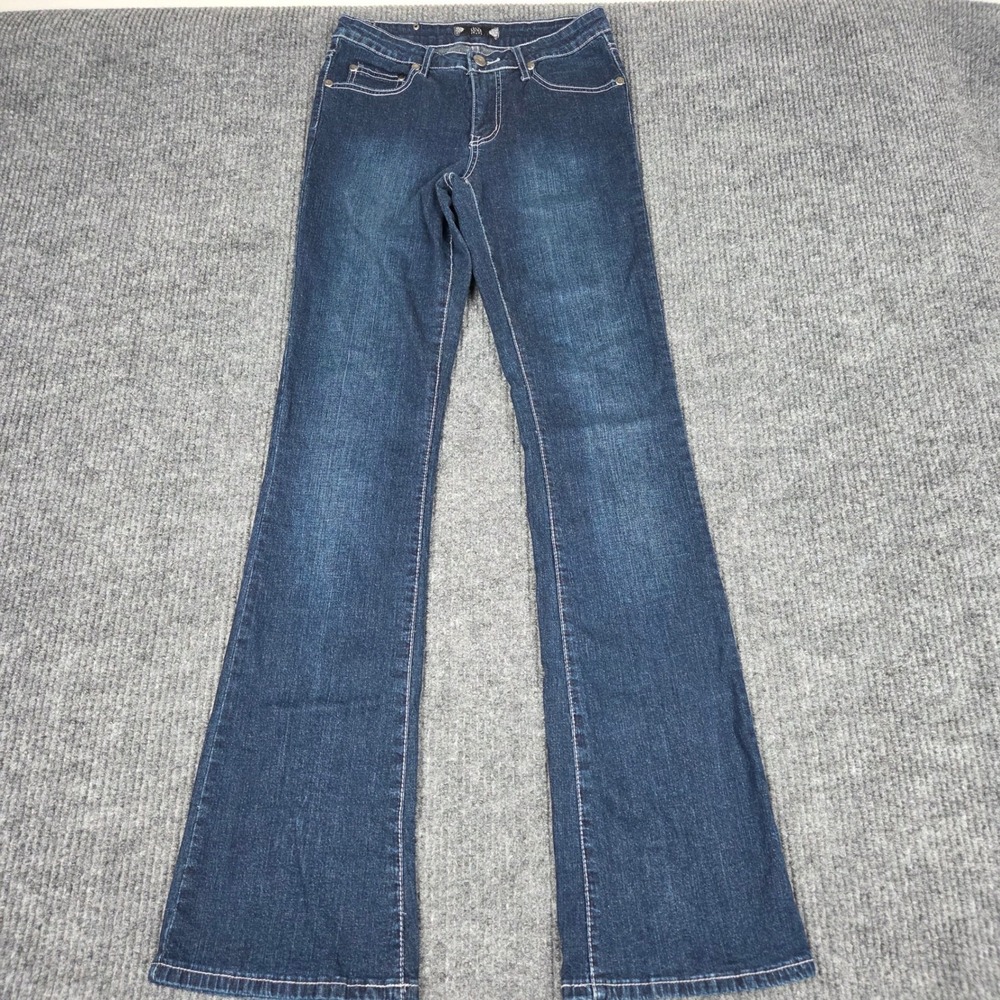 Tru Luxe Santiago Bootcut Jeans Dark Wash Embellished Pockets Blue Womens 27/4